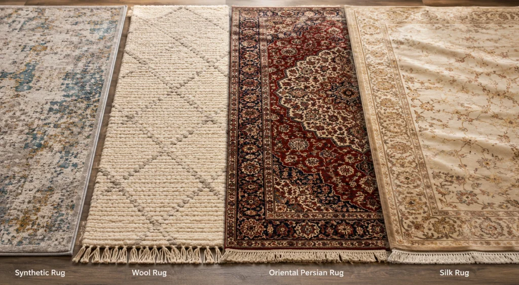 Different rug materials for professional cleaning