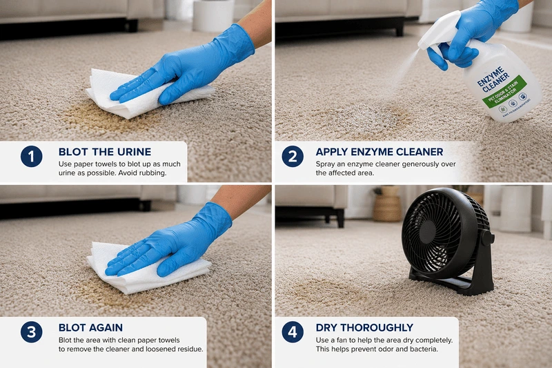 Step by step guide to remove dog pee from the carpet