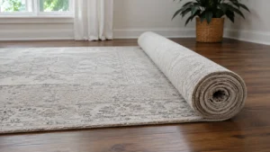 rolling an area rug for storage